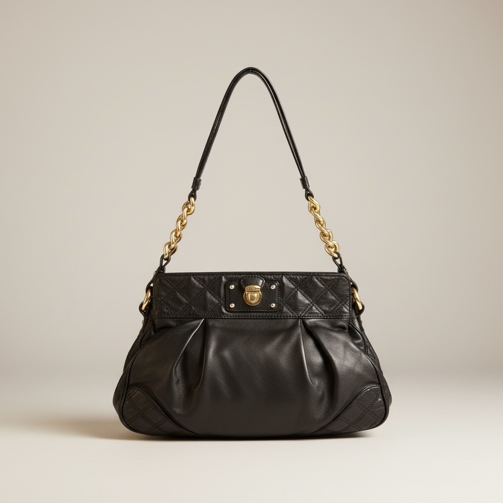 Marc Jacobs Stam Bag Black Quilted Lambskin Leather Chain Shoulder Bag
